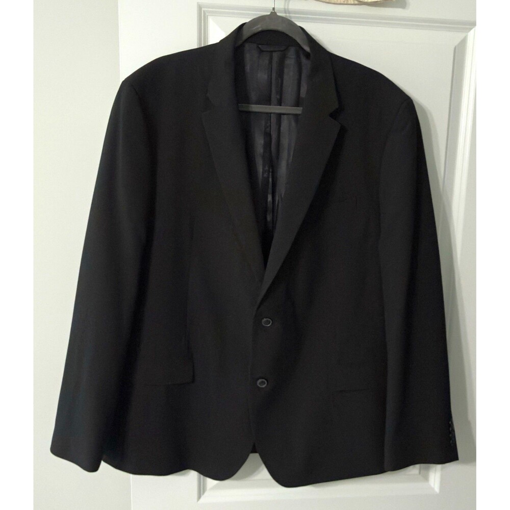 Ben Sherman Men's Black Solid Single-Breasted 2-Button Notch Lapel Blazer 48R